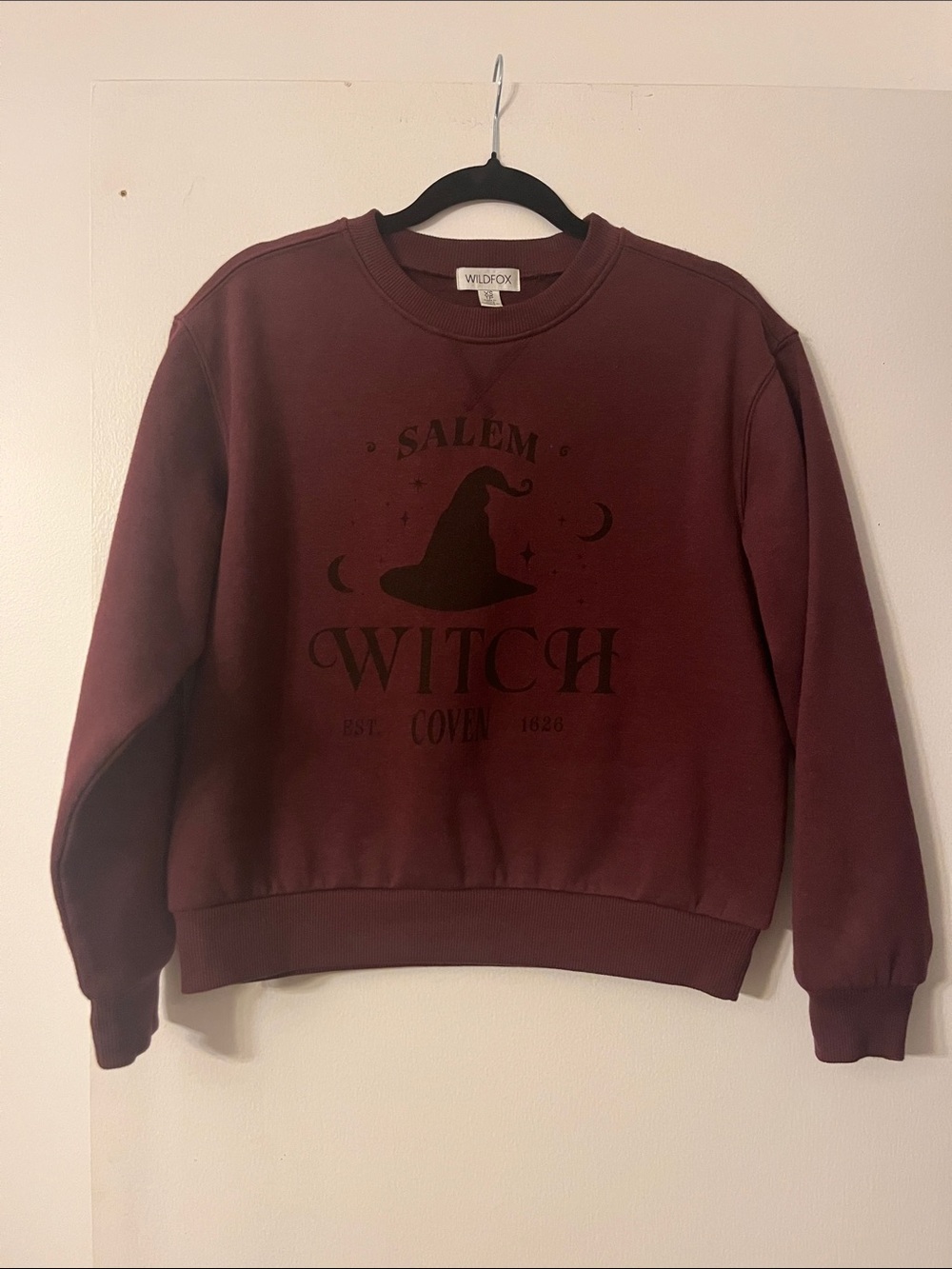 Wildfox Burgundy Salem Witch Graphic Crewneck